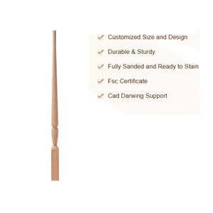 Balustre 2015P de 38 pouces en chêne rouge massif OEM ODM disponible entièrement poncé prêt à teindre pour escalier intérieur extérieur d'EFS - Product Image 2