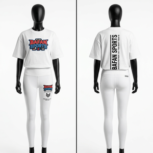 ชุดเสื้อยืดและกางเกงจ็อกเกอร์ผ้าคอตตอนเทอร์รี่พรีเมียม 240 GSM สีเขียวอมฟ้า เนื้อผ้านุ่ม พิมพ์ลายสกรีน ป้ายยางโลโก้ ชุดสำหรับผู้หญิง - Product Image 5