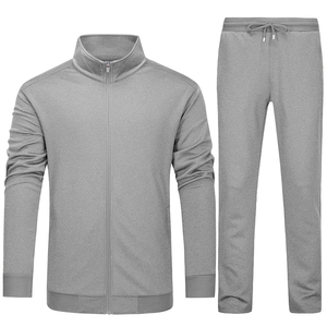 Tenue de sport pour hommes avec col montant, design solide, logo, vêtements avec pantalon à cordon, approvisionnement ODM pour l'hiver - Product Image 2