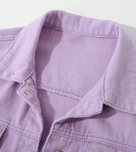 À la mode femmes léger bleu peau de mouton recadrée surdimensionné veste matelassée bouton respirant déchiré Jean Style décontracté brut - Product Image 3