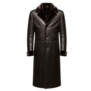 Custom Hot Selling <b>Men's</b> Casual Sheep Skin Leather Long Overcoat Winter High Quality New Design Best Selling 80% Goose Filled - Product Image 2