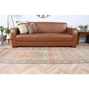 2.8x13.3 ft Rug, Turkish Rug, Vintage <b>Brown</b> <b>Wool</b> Patchwork Rug - Product Image 5