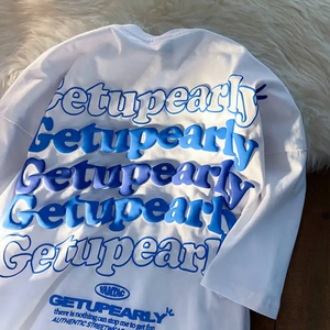 Camiseta de cuello redondo de tela de lona transpirable de fibra de bambú unisex con bordado personalizado 3D mangas diseño liso para hombres - Product Image 5