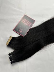 Vente en gros 12A indien Remy Extensions de cheveux naturel noir ruban adhésif Jerry Curls cheveux humains bruts non transformés Machine Double trame 100g - Product Image 2