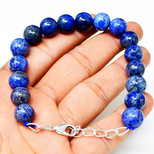 Pulsera de cuentas de piedras preciosas naturales de lapislázuli - Product Image 1