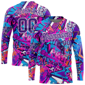 T-shirt sport à manches longues à séchage rapide avec logo personnalisé, impression par sublimation, t-shirts d'entraînement 100% polyester pour hommes - Product Image 2