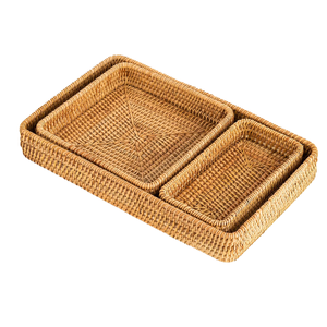 Panier de rangement en bambou fait à la main écologique plateau en rotin panier de rangement de fruits artisanat vietnamien pour un repas élégant - Product Image 1