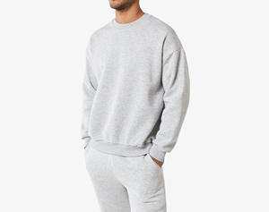 High Quality 100% Cotton Men's Baggy Sweat Suits <b>Winter</b> Solid Pattern Hoodie and Sweatpants Set Wholesale Tracksuit - Product Image 3