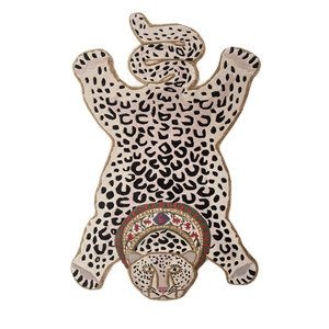 Alfombra de Lana y Viscosa Tejida a Mano Wild Wanderlust Ivory, Alfombra Rectangular con Estampado Animal para Sala de Estar, Alfombra de Pasillo, Alfombra Afelpada - Product Image 1