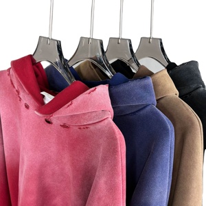 Sudadera con Capucha Extra Grande de Felpa Francesa Gris Negro Vintage, Lavada al Ácido, Desgastada, Unisex, Personalizada, Estampada para Invierno - Product Image 2