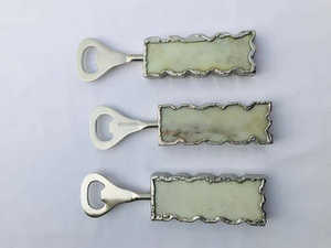 Juego de 3 abridores de botellas de cerveza y vino personalizados de ágata negra y latón, arte único en resina, calidad superior, suministro al por mayor - Product Image 6