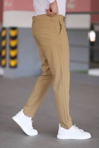 กางเกงผ้ายืดเข้ารูปสีกรมท่าสำหรับผู้ชายกางเกงทำงานอัจฉริยะลำลองเอวยางยืดมีเชือกผูกคอตตอนทรงตรงฮิปฮอปขนาดพิเศษ - Product Image 3