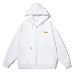 Customize 2026 Regular Fit Solid Autumn Embroidered <b>Fleece</b> Long Sleeve Zipper Hoodies & <b>Jackets</b> - Product Image 2