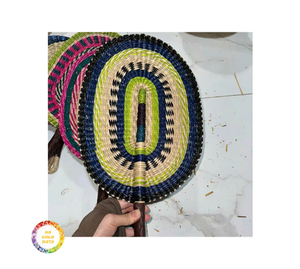 Abanico de mano de algas marinas tejido Natural hecho a mano abanico de mano de algas marinas ventilador decorativo ligero para boda fiesta en la playa - Product Image 6