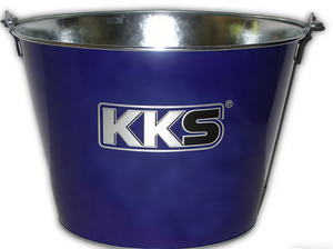 Cubo de Hielo Metálico de 5L con Asa, Personalizado con Logotipo, en Blanco y Azul, para Promociones de Marcas de Bebidas - Product Image 3