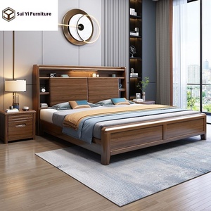 Modern Simple 1.8m Large <strong>Bed</strong> 1.5m <strong>Double</strong> Solid Wood Up-Holstered Master Bedroom Wedding <strong>Bed</strong> New Chinese Style - Product Image 5