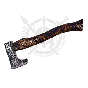 Hache de chasse Viking de qualité industrielle supérieure pour l'extérieur, double lame, manche en bois de rose, logo personnalisé, tête en acier à haute teneur en carbone - Product Image 5
