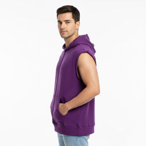 <b>Mens</b> <b>Sleeveless</b> Fleece Hoodie Winter Workout Training Top Lightweight 100% Cotton Regular Fit for Gym Running Fitness Outdoor - Product Image 2