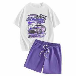 Wholesale Summer New Arrival High Street Quick Dry Breathable Jogging Gym Tracksuit 2 Piece Men T Shirt <b>Set</b> - Product Image 3