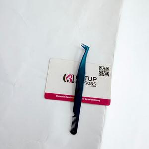 High Quality GETUP BROSONS IMPEX Stainless Steel Russian Volume Blue Plasma Eyelash Extension Tweezers Comb Full Plan Beauty - Product Image 5