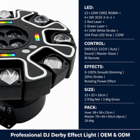 Luz de Fiesta DJ 5 en 1 de 120W, Luces Móviles RGBW, Láser Rojo y Verde, Iluminación Estroboscópica con Tira DMX512 y Control Remoto para Club, Bar, Discoteca, KTV