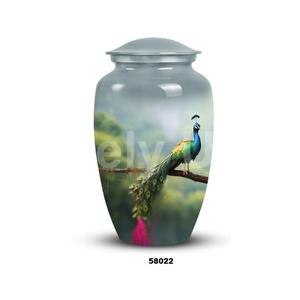 Urna Funeraria Grande de Aluminio con Forma de Pavo Real para Cenizas Humanas con Bolsa de Terciopelo Gratis - Product Image 5