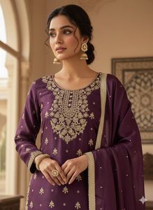Conjunto Sharara de Diseño Indio-Pakistaní, Hermoso y Elegante, en Tela de Seda, para Bodas, Fiestas y Eventos Tradicionales - Product Image 3