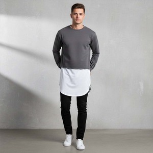 Sweat-shirt court à col ras du cou en molleton de coton épais pour homme, coupe classique, style streetwear, idéal pour l'hiver et la superposition - Product Image 5