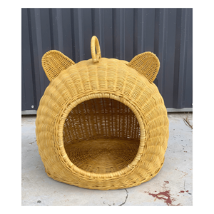 Petit nid canin fait main vietnamien meubles tissés pour animaux de compagnie rotin durable pour quatre saisons sommeil profond - Product Image 6