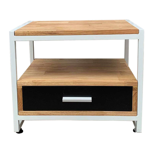 SFTDG017 - Mesita de Noche Minimalista de Madera y Hierro con Cabecera de Goma - Product Image 1