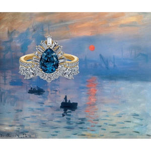 Jeulia Luna Astra Sunrise Two-Tone Pear <b>Ring</b> Set for Anniversary - Product Image 5