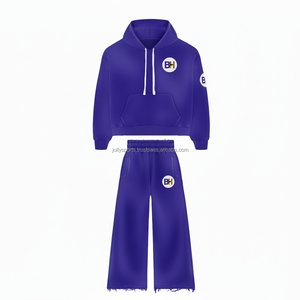 Survêtement en molleton de coton 365 GSM de haute qualité couleur bleu royal texture lisse logo brodé survêtement de conception - Product Image 1