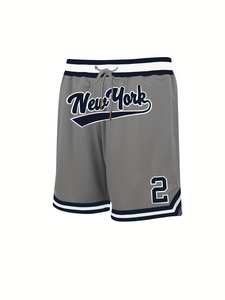 Men's Vintage Summer Workout <b>Shorts</b> Breathable Polyester Mesh Custom Logo Patch Embroidery <b>Zip</b> <b>Pocket</b> Streetwear Pattern - Product Image 2