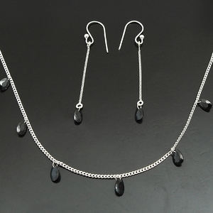 Venta caliente buena calidad 925 plata esterlina negro Zirconia cúbica piedra mínima forma de lágrima collar hecho a mano Boho joyería - Product Image 2