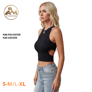 <b>Women's</b> Ribbed <b>Knit</b> Cropped <b>Tank</b> <b>Top</b> Crew Neck Sleeveless Slim Fit Crop Tee - Product Image 5