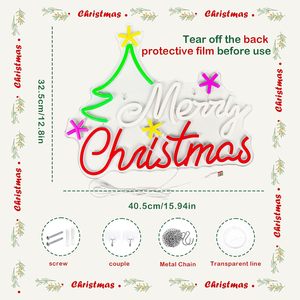 Feliz Navidad Letrero de neón LED Feliz y brillante Navidad Decoración de pared Feliz Navidad Luz de neón para fiesta de Navidad Fondo colgante - Product Image 2