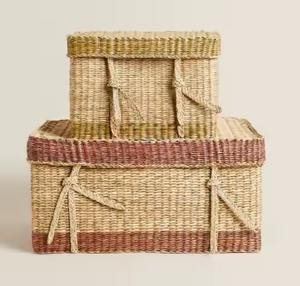 OEM High Quality Eco-Friendly <b>Seagrass</b> <b>Storage</b> <b>Baskets</b> Wholesale Box <b>Basket</b> Design Made in Vietnam - Product Image 1