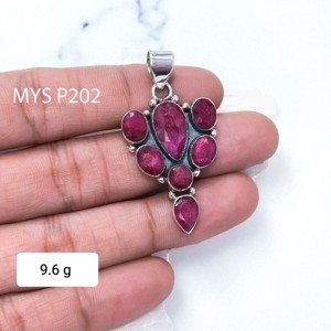 จี้พลอยทับทิมจี้เงินสเตอริ925พร้อมจี้เสน่ห์ประเภททับทิม - Product Image 1