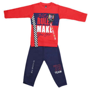 Costume 2 pièces à manches longues pour garçons - Rouge - Product Image 1