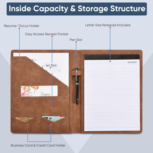 Danh Mục Đầu Tư padfolio da Chất kết dính, phỏng vấn tài liệu pháp lý tổ chức, chủ thẻ kinh doanh bao gồm thư có kích thước bằng văn bản Pad - Product Image 2
