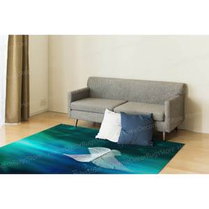 Alfombra de Lana con Estampado de Hojas en el Agua del Lago, Alfombra Antideslizante con Respaldo de Látex Ecológico, Alfombra Tradicional para Comedor, Regalo para Él - Product Image 5