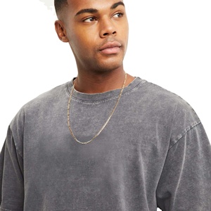 T-shirts lavés à l'acide couleur unie de haute qualité avec logo personnalisé Vente en gros Équipage, T-shirt de remise en forme vierge délavé à l'acide vintage - Product Image 5