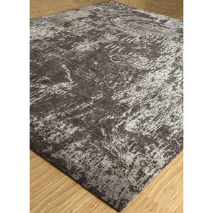 Alfombra Kavi Gris y Negra Anudada a Mano de Lana y Seda de Bambú con Patrón Abstracto Srb(703) para Uso Doméstico - Product Image 2