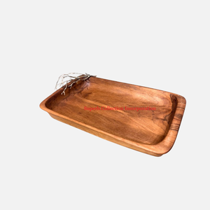 Fantastique Design Accueil Hôtel Ustensiles De Cuisine Accessoires Plateau De Service En Bois Avec Poignée D'accent De Branche En Métal Pour Une Utilisation De Mariage - Product Image 1