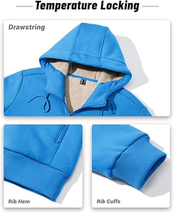 Sweat à capuche surdimensionné 600/500 Gsm en coton épais pour hommes personnalisé recadrée avec fermeture éclair complète pour impression bouffante pour l'hiver - Product Image 3