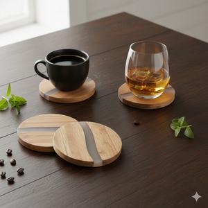 Juego de Posavasos Cuadrados de Nogal de Diseño de Lujo, Muy Solicitados, Diseño Ecológico y Duradero para una Mesa Elegante, Económicos - Product Image 1