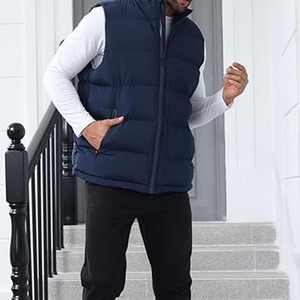 Gilet sans manches matelassé pour homme, nouveau design tendance, logo personnalisé, col montant, pour l'hiver - Product Image 4