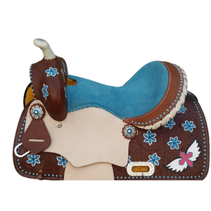 Selle occidentale en cuir véritable 100% la plus vendue usinée à la main et peinte personnalisable pour l'équitation directe de l'Inde - Product Image 2