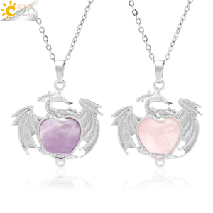 CSJA Amuletos de Joyería de Moda Ojo de Tigre Cuarzo Rosa Amatistas Dragón Corazón Piedra Natural Real Colgante Cristales Collares H289 - Product Image 1