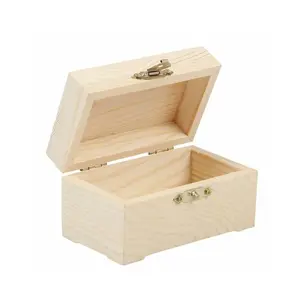 Незаконченная Неокрашенная простая деревянная коробка с крышкой для декоративно-прикладного искусства винтажная коробка для обручальных колец